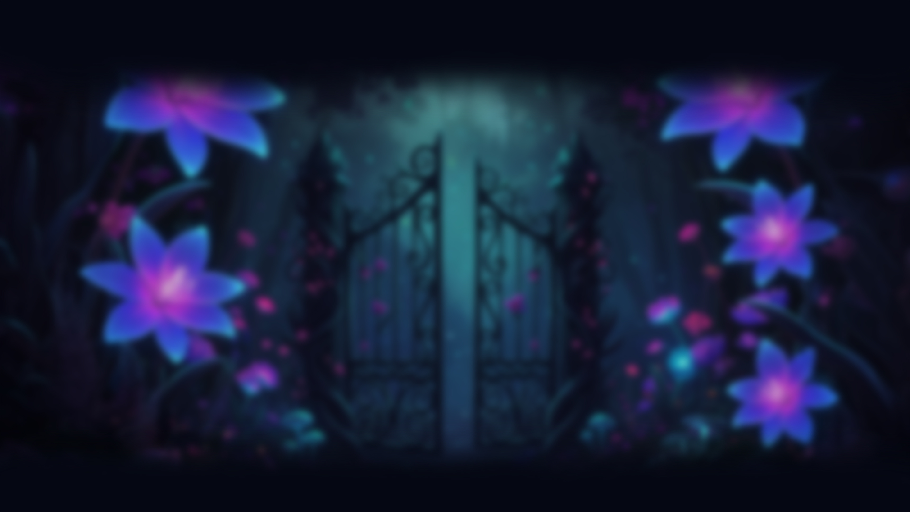 Mystical garden gate with glowing flowers